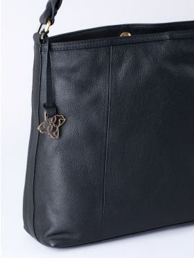 Howgill Leather Hobo Bag in Black