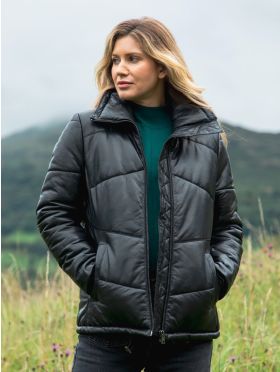 Parton Leather Padded Jacket in Black