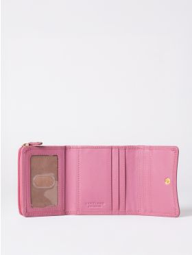 Small Leather Flapover Purse in Mauve