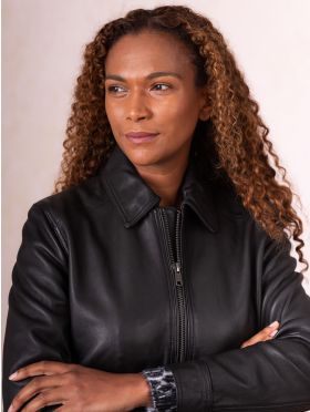 Crosthwaite Collared Leather Jacket in Black