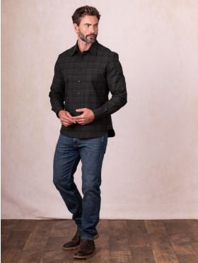 Keswick Cotton Checked Shirt in Dark Green