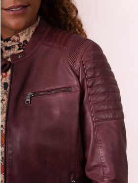 Buttermere Leather Racer Jacket in Burgundy