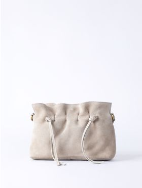 Santon Suede Cross Body Bag in Stone