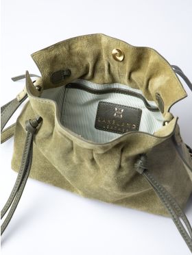 Santon Suede Cross Body Bag in Green