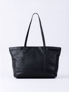Torver Leather Tote Bag in Black