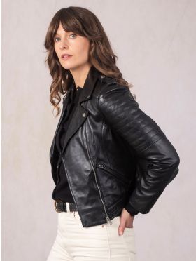 Esthwaite II Leather Biker Jacket in Black
