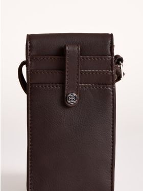 Bowness Leather Cross Body Phone Pouch in Brown