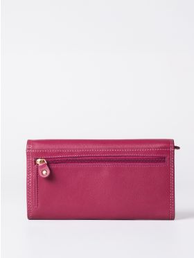 Large Leather Purse in Cranberry Pink