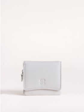 Small Leather Flapover Purse in White