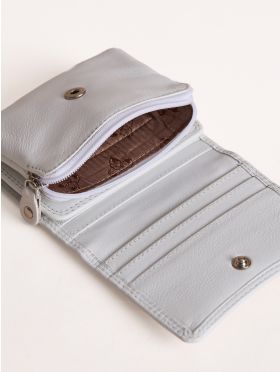 Small Leather Flapover Purse in White