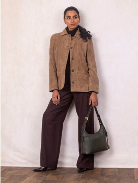 Newby Leather Hobo Shoulder Bag in Green