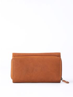 Hartsop Flapover Leather Purse in Cognac and Navy