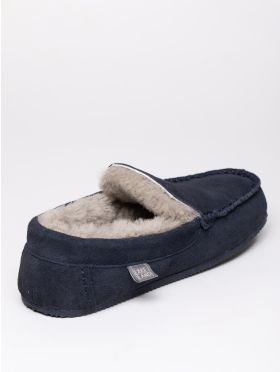 Men’s Sheepskin Slip-On Moccasins in Navy