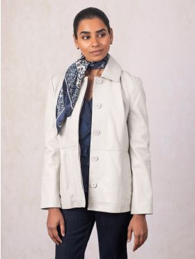 Mawbray Collared Leather Jacket in Parchment