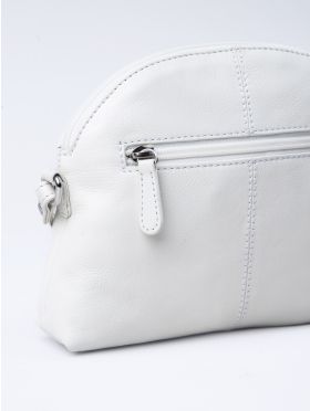 Elterwater Curved Leather Cross Body Bag in White