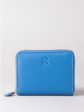 Small Leather Zip Purse in Blue
