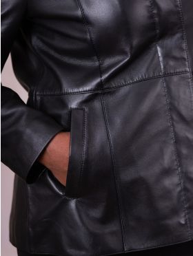 Mawbray Collared Leather Jacket in Black