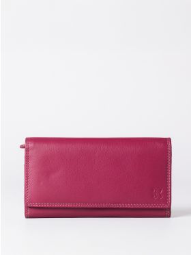 Large Leather Purse in Cranberry Pink