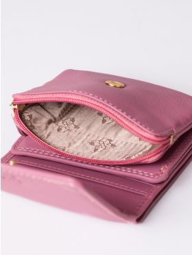 Small Leather Flapover Purse in Mauve