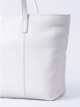 Torver Leather Tote Bag in Off White