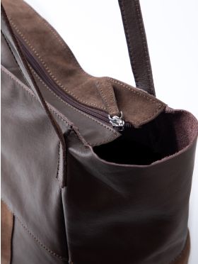 Tarn Hows Leather and Suede Tote Bag in Chocolate Brown