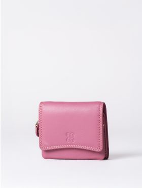Small Leather Flapover Purse in Mauve