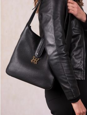 Dalston Leather Hobo Bag in Black