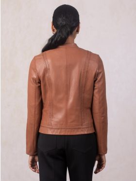 Annaside Leather Jacket in Tan
