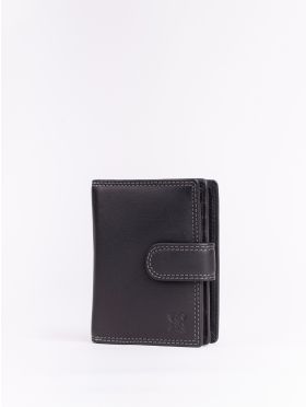 Small Leather Tab Purse in Black