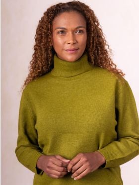 Felicity Roll Neck Jumper in Green