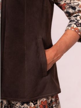 Grange Classic Sheepskin Gilet in Vole Brown