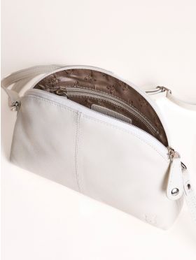 Elterwater Curved Leather Cross Body Bag in White