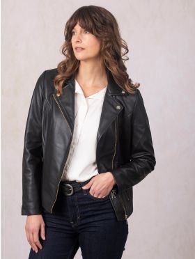 Knotts Leather Biker Jacket in Black