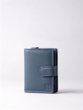 Small Leather Tab Purse in Navy
