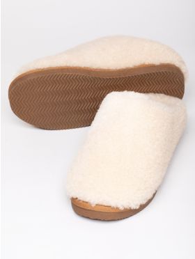 Sheepskin Wool Clog Slippers in Cream