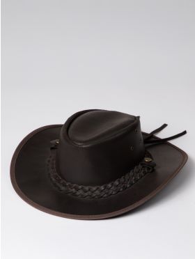 Outback III Australian Style Leather Hat in Brown