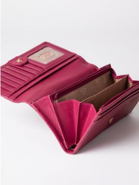 Large Leather Purse in Cranberry Pink