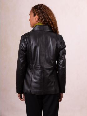 Mawbray Collared Leather Jacket in Black