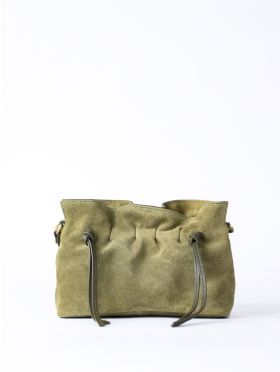 Santon Suede Cross Body Bag in Green