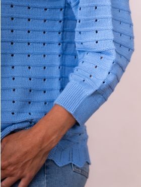 Blossom Pointelle Jumper in Blue