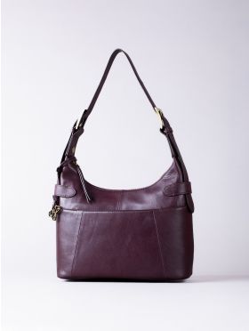 Newby Leather Hobo Shoulder Bag in Burgundy