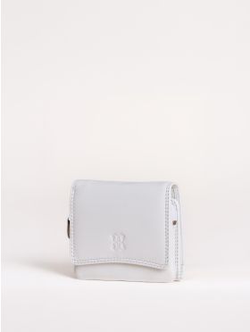Small Leather Flapover Purse in White