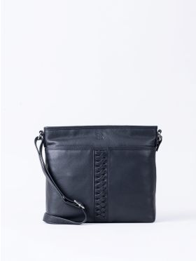 Farlam Leather Cross Body Bag in Navy