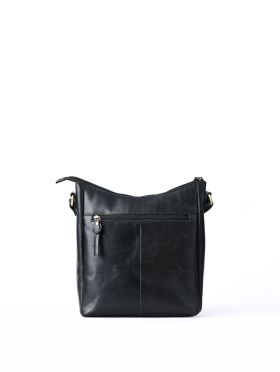 Waverton Woven Medium Leather Cross Body Bag in Black