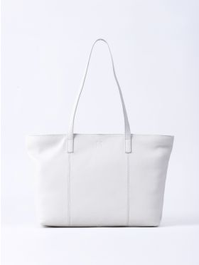 Torver Leather Tote Bag in Off White