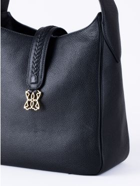 Dalston Leather Hobo Bag in Black