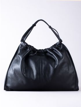 Newland Leather Slouch Tote Bag in Black