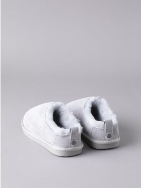 Ladies' Sheepskin Clog Slippers in Light Grey