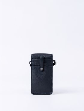 Bowness Leather Cross Body Phone Pouch in Navy