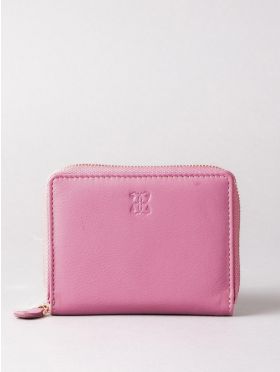 Small Leather Zip Purse in Mauve